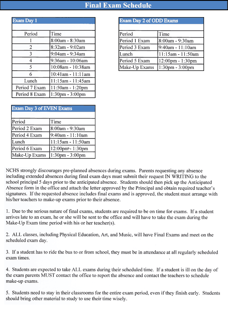 Exam Schedule
